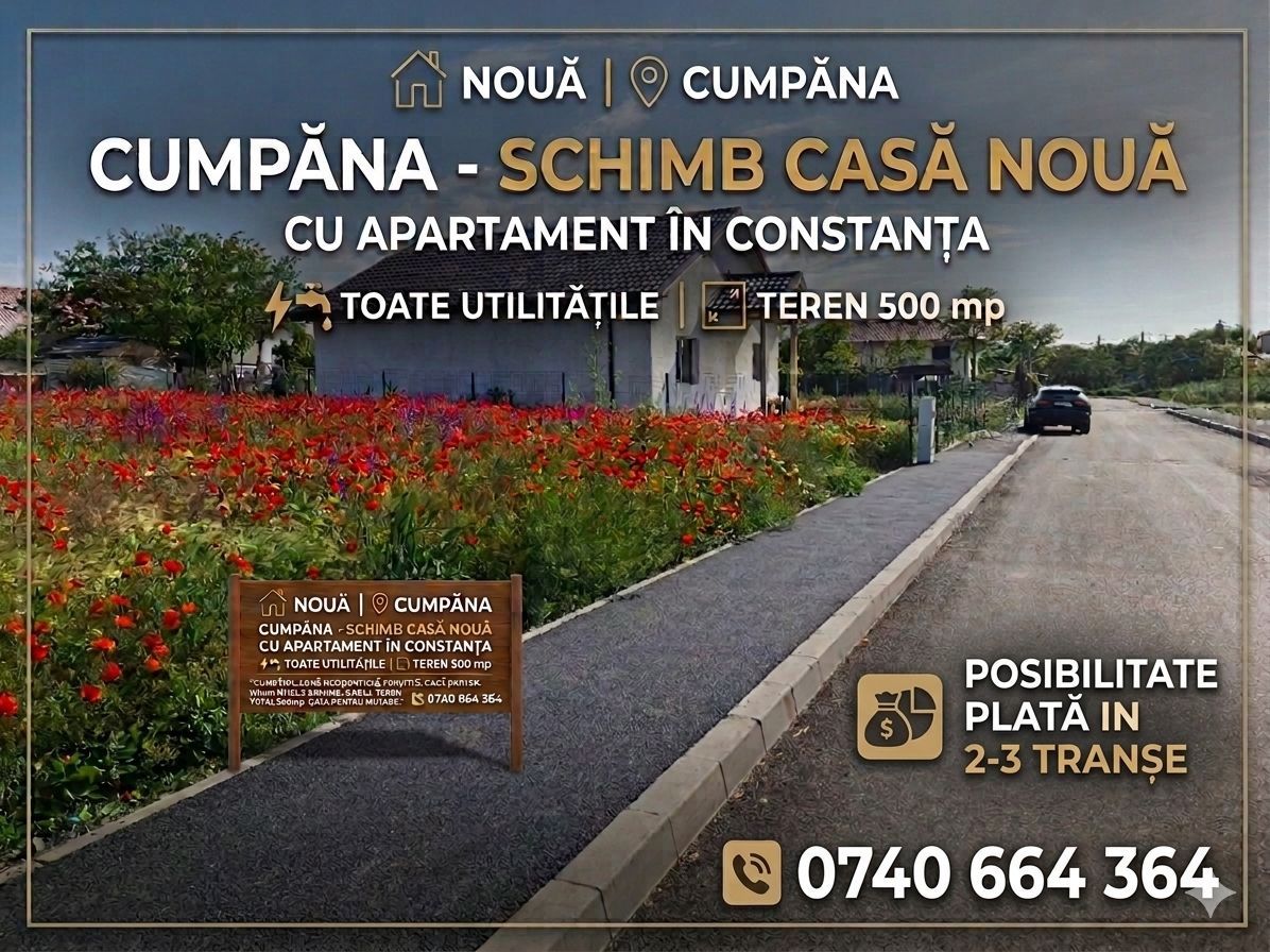 6334836f0ccc42d3a54f66d4d4b0cc61-2 Vand/Schimb Casă Nouă în Cumpăna cu apartament în Constanța