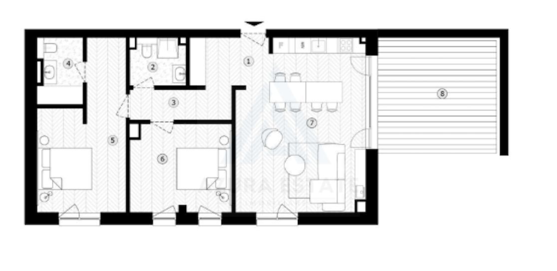 Apartament premium 3 camere vedere spre lac si terasa 19 mp in Tiglari