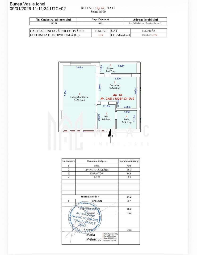 Apartament 2 camere I Etajul 1 I Balcon I Selimbar