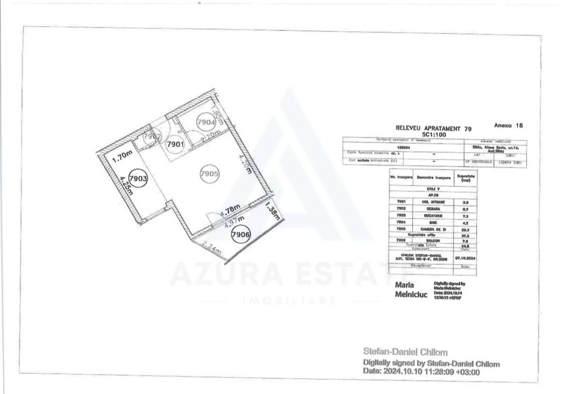Studio 37.5 mp utili cu balcon 7.3 mp si baie generosa in zona Rahovei