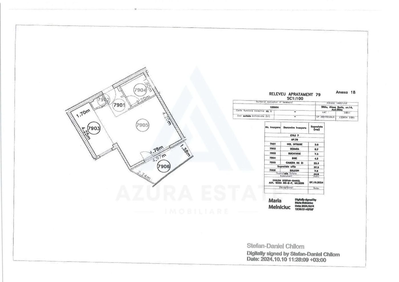 Studio 37.5 mp utili cu balcon 7.3 mp si baie generosa in zona Rahovei