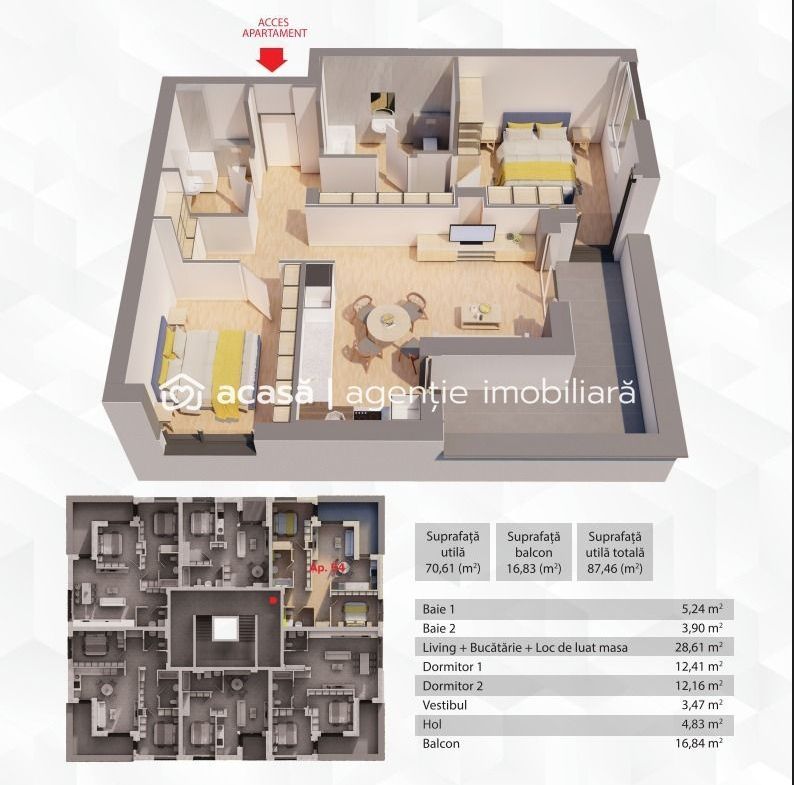 Penthouse 3 camere ARED – 104mp