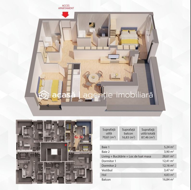 Penthouse 3 camere ARED – 104mp