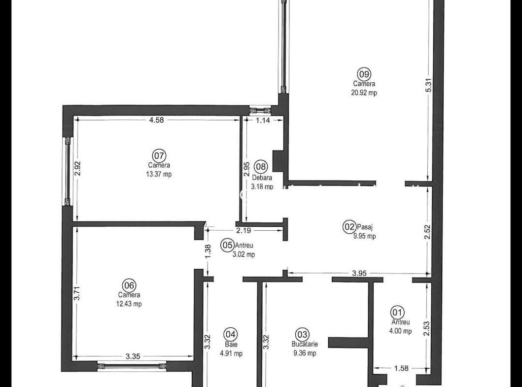 PRET NOU! Apartament decomandat 3 camere – str. Horia – COMISION 0%