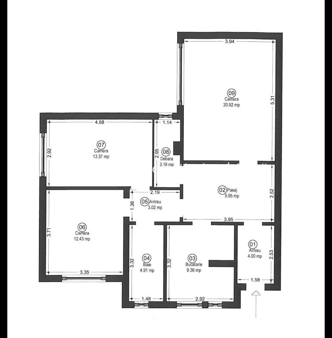 anBn-17067 PRET NOU! Apartament decomandat 3 camere – str. Horia – COMISION 0%