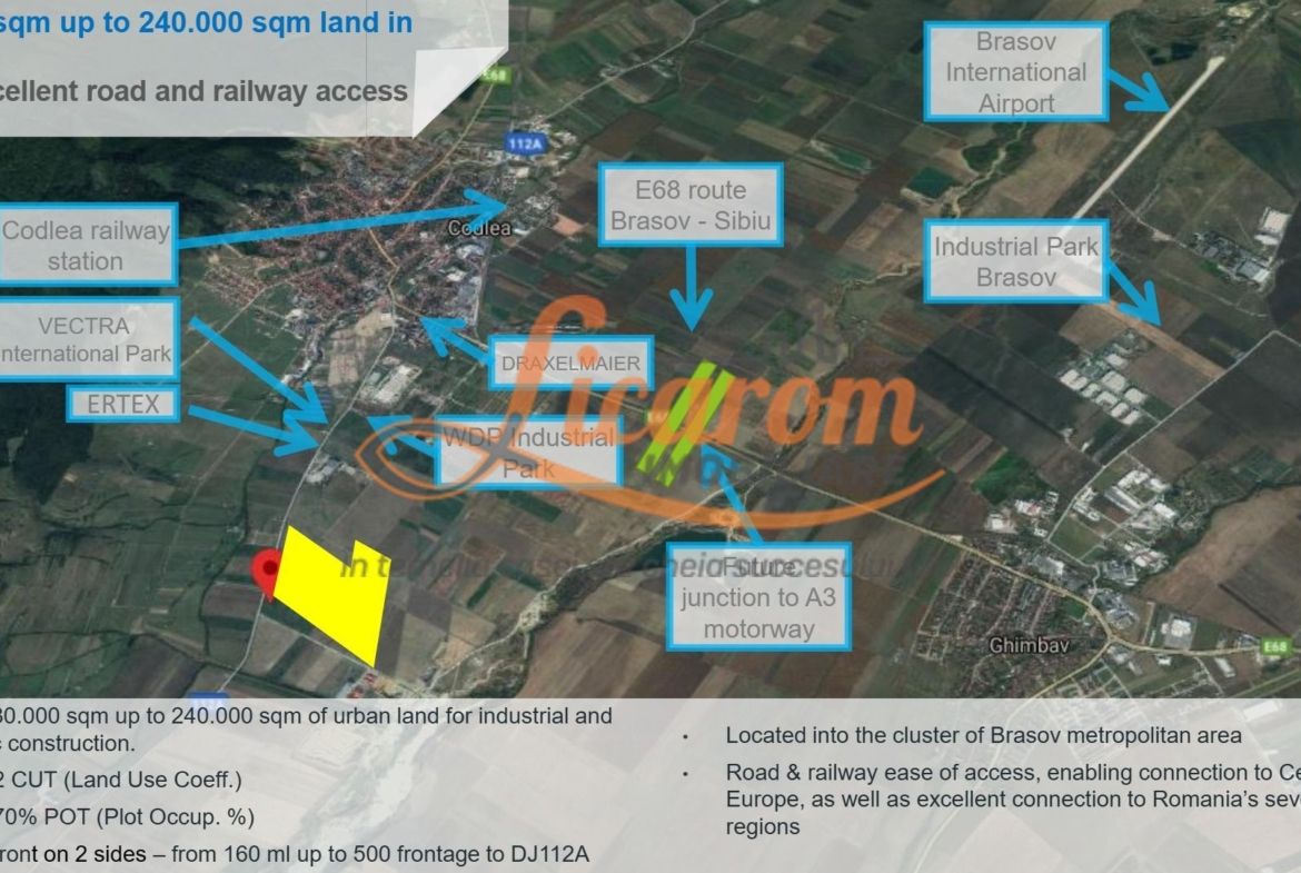 Codlea teren constructii industriale sau logistice 8 ha pana la 24 Ha