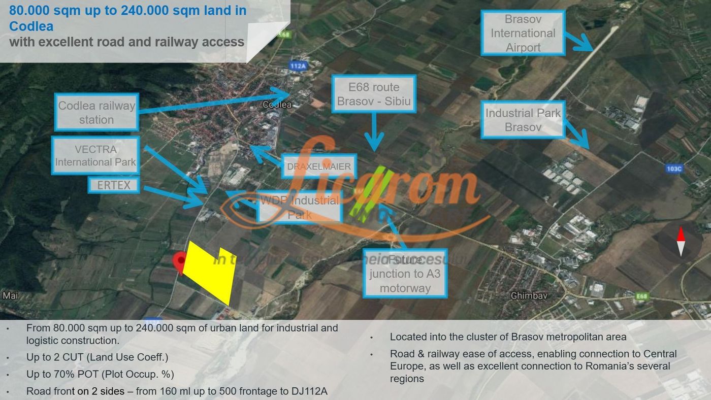 Codlea teren constructii industriale sau logistice 8 ha pana la 24 Ha