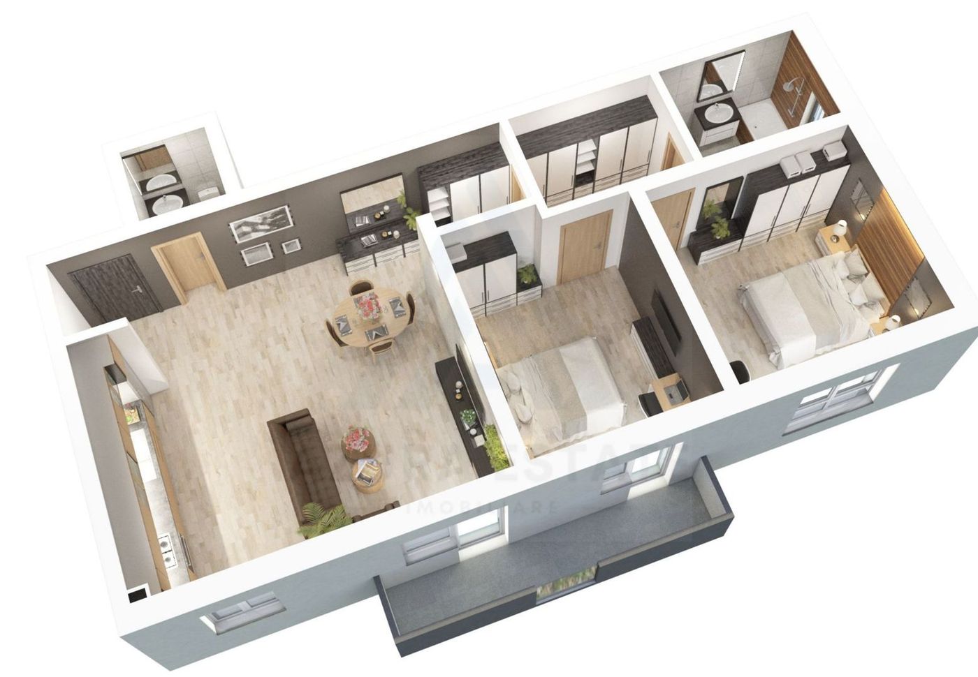 Apartament premium 73.5 mp utili 3 camere 2 bai etaj 1 zona Dna Stanca