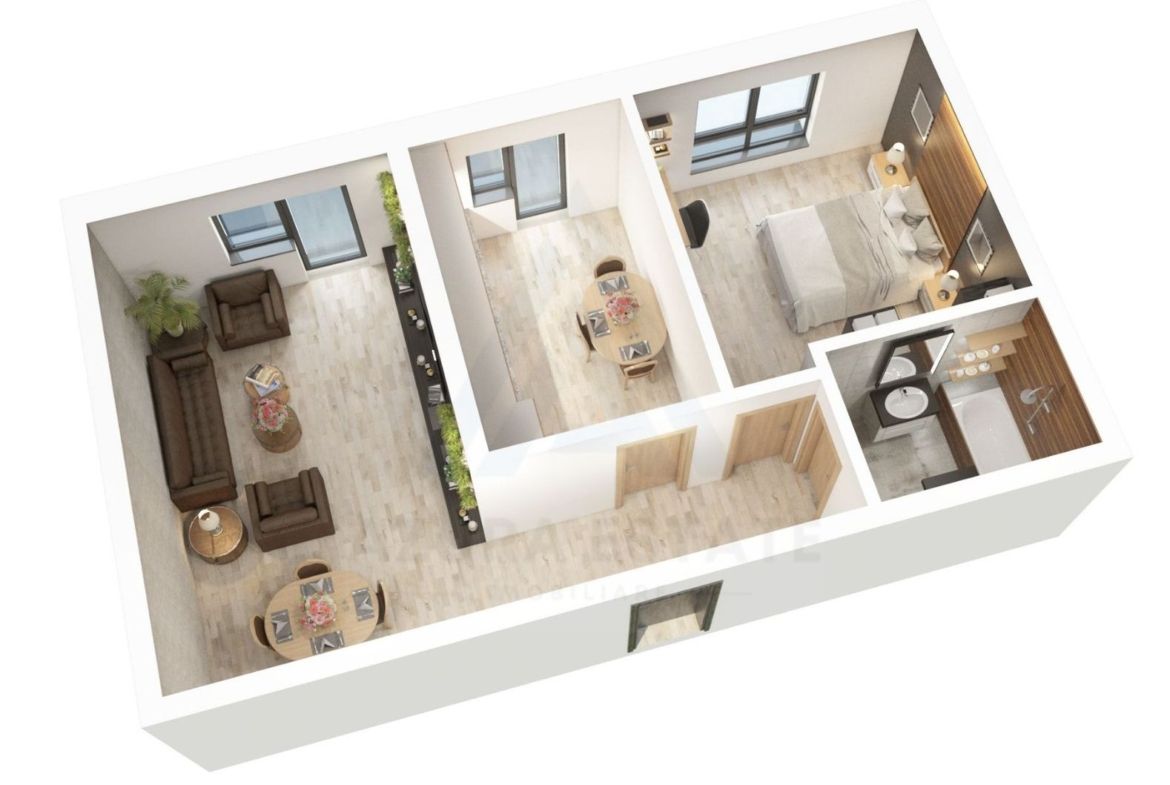 Apartament 56.15 mp utili 2 camere etaj 1 bucatarie inchisa Dna Stanca