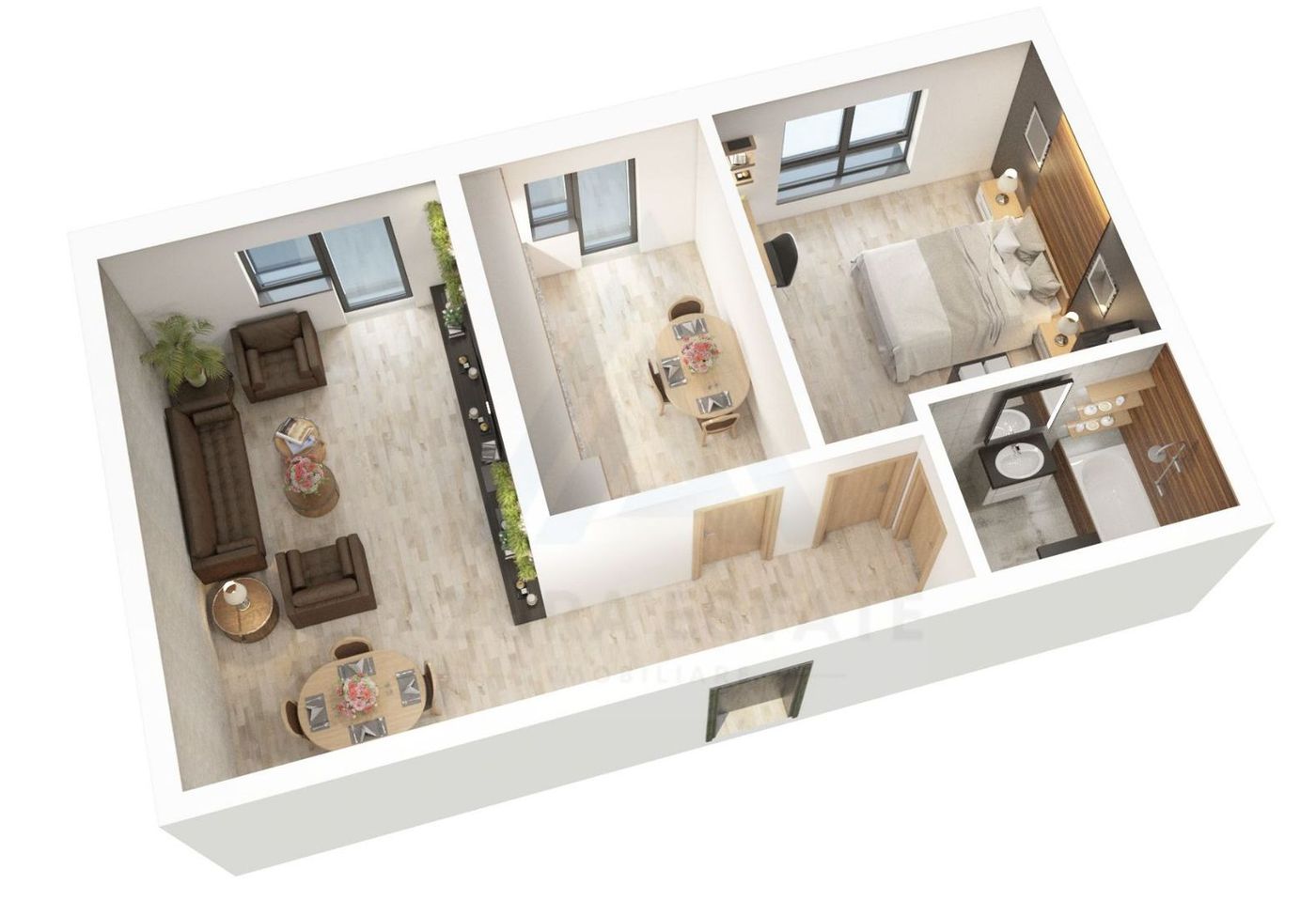 anBn-24174 Apartament 56.15 mp utili 2 camere etaj 1 bucatarie inchisa Dna Stanca