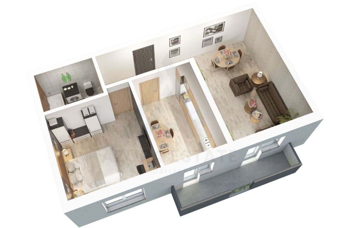 Apartament 56.15 mp utili 2 camere etaj 1 bucatarie inchisa Dna Stanca
