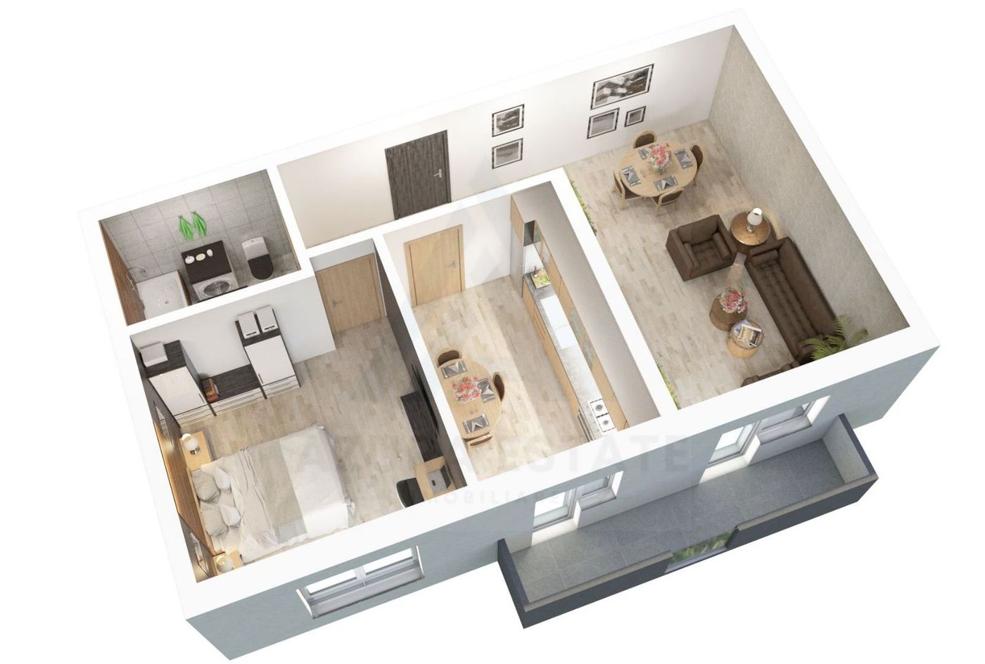 anBn-24175 Apartament 56.15 mp utili 2 camere etaj 1 bucatarie inchisa Dna Stanca
