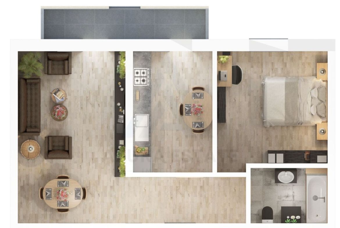 Apartament 56.15 mp utili 2 camere etaj 1 bucatarie inchisa Dna Stanca