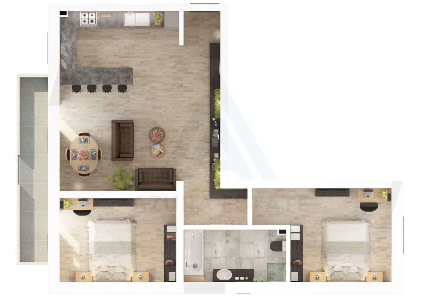 Apartament premium 69.4 mp utili 3 camere balcon 8.1 mp pe Dna Stanca