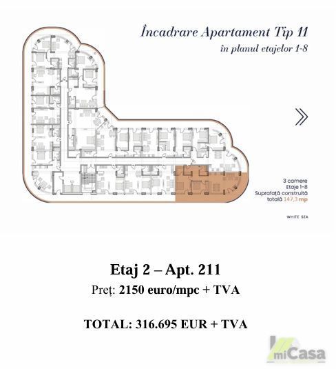 Apartament 3 Camere – Complex Rezidențial WHITE SEA – Mamaia
