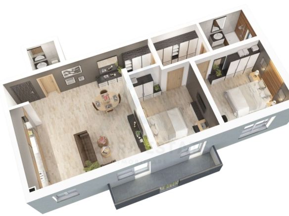 Apartament 73.5 mp utili 3 camere 2 bai si parcare in zona Dna Stanca