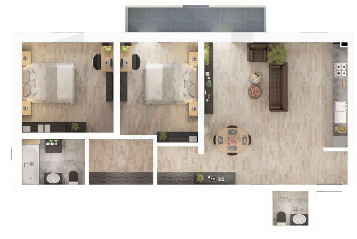Apartament 73.5 mp utili 3 camere 2 bai si parcare in zona Dna Stanca