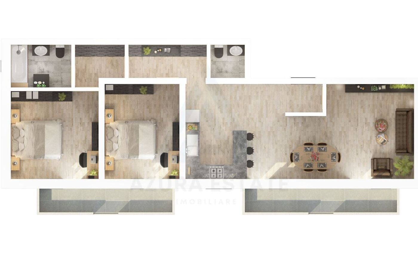 anBn-26451 Apartament etaj 2 cu 78 mp utili 3 camere 2 bai parcare in D-na Stanca