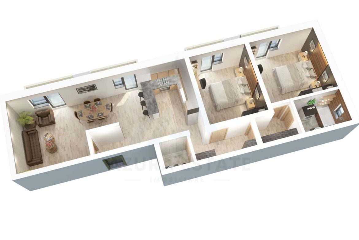 Apartament etaj 2 cu 78 mp utili 3 camere 2 bai parcare in D-na Stanca