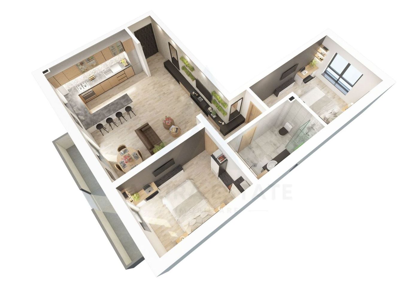 Apartament 3 camere balcon 8.1 mp si loc de parcare pe Dna Stanca