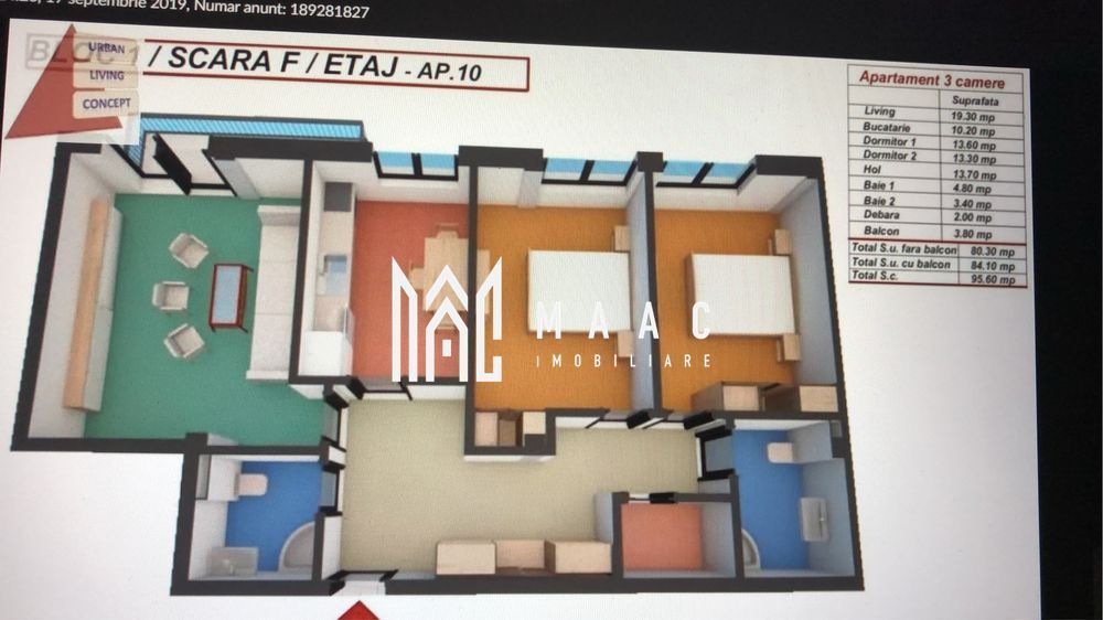 Apartament 3 camere | Etaj 1 | 80 MPU | Balcon | Turnisor