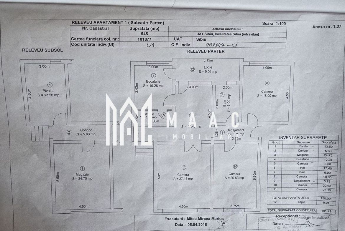 Apartament la casa 4 camere 300 teren zona Centrala