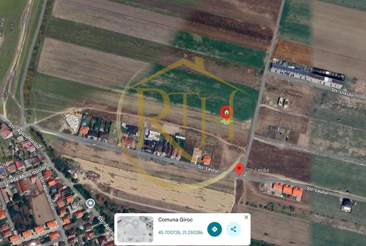 Oferim spre vanzare parcela pentru duplex,  Giroc, suprafata 507 mp, 2 fronturi