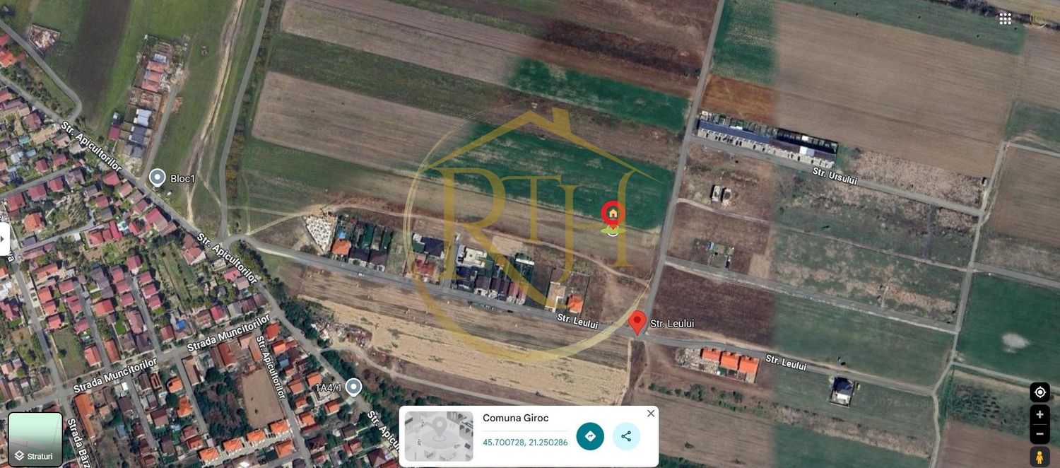 Oferim spre vanzare parcela pentru duplex,  Giroc, suprafata 507 mp, 2 fronturi