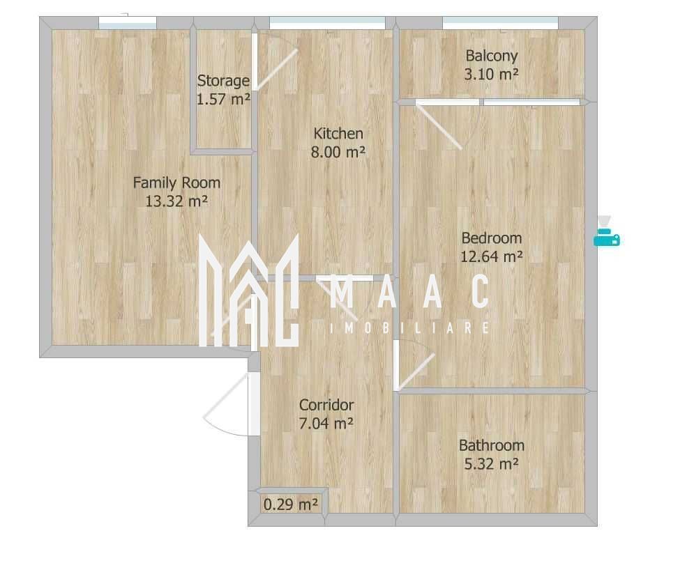 Apartament de vanzare Sibiu 2 camere decomandat | Hipodrom 4 | 51 mp, etaj 2