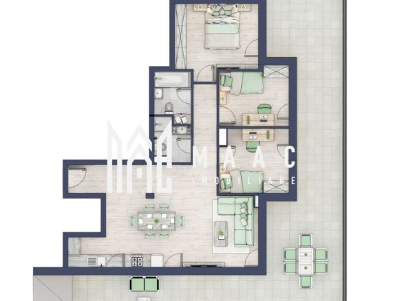 Penthouse 3 camere | Etaj 4 | Balcon 107.2 mp | Turnisor