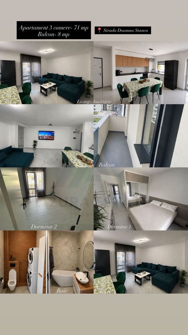 Apartament modern cu 2 dormitoare si  balcon 8 mp in One Residence