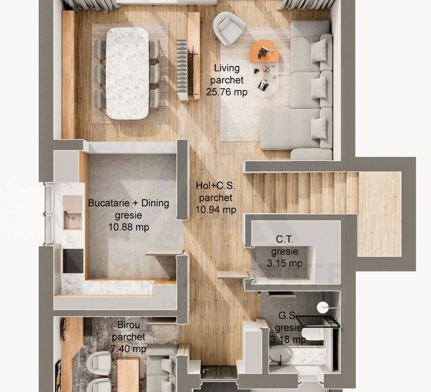 Casă tip duplex curte 350 mp 120 mp utili terasa 22 mp Sura Mare