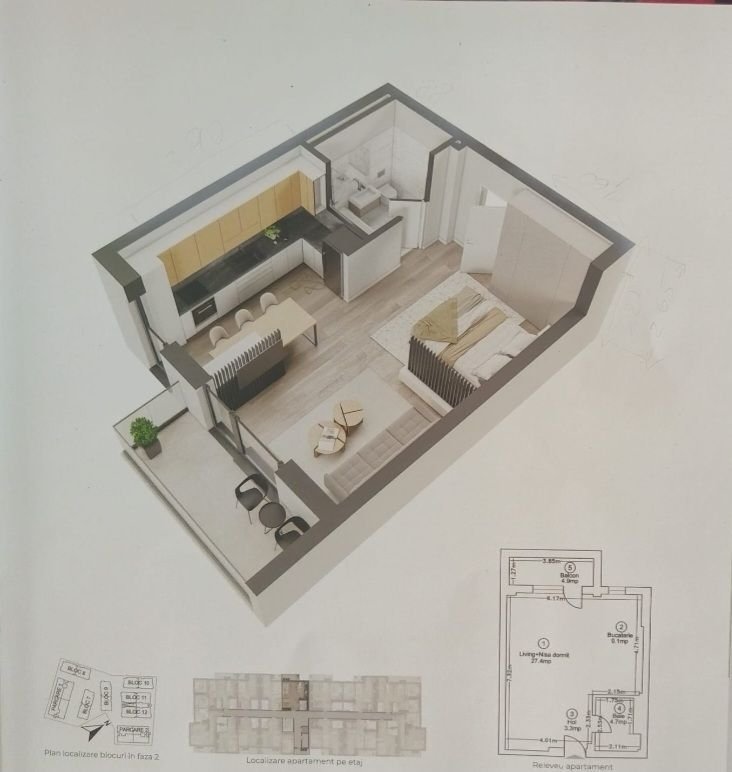 Pipera studio modern 45 mp mobilat și utilat Complex Ivory