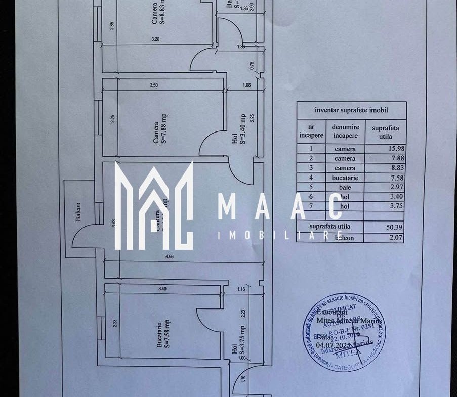 Apartament 3 camere | Bucatarie Separata | Balcon închis | Cedonia