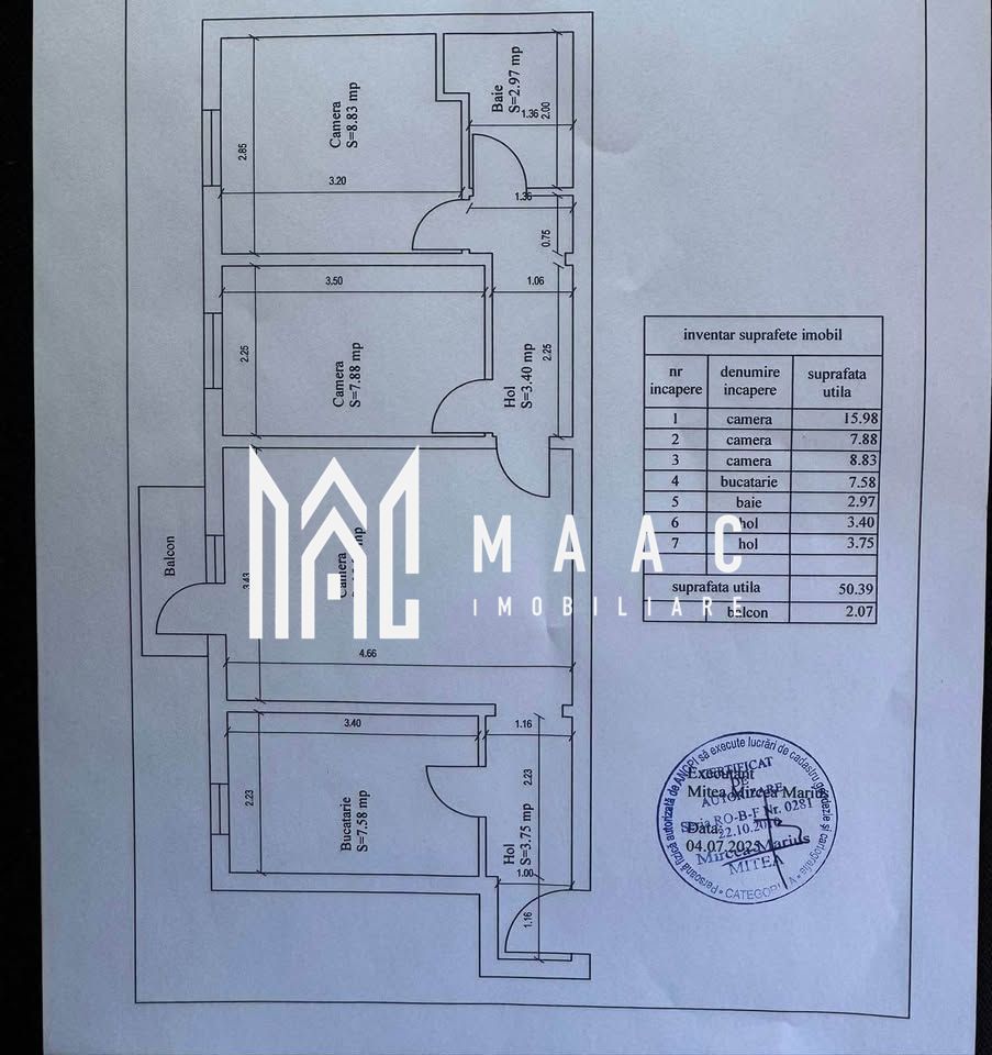 anBn-3008 Apartament 3 camere | Bucatarie Separata | Balcon închis | Cedonia