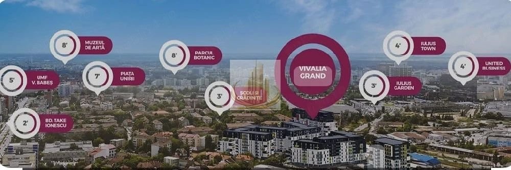 Apartament, zona centrala, 3 cam, 2 bai, parter, Complex Vivalia