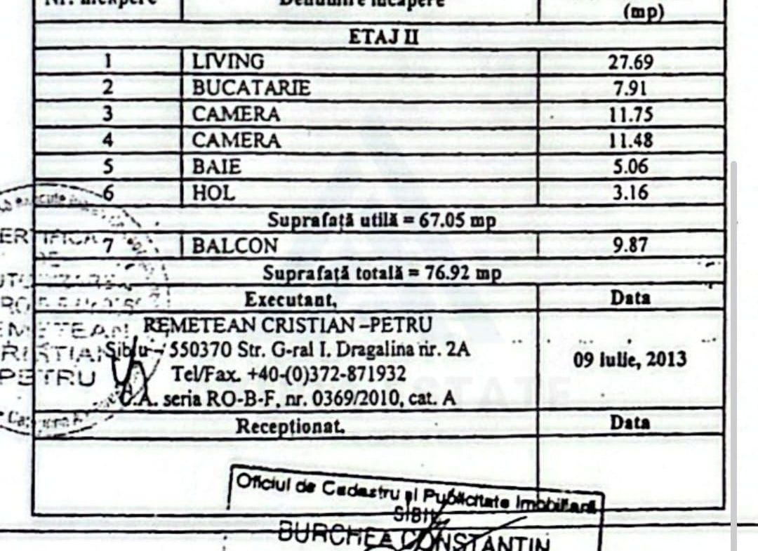 Apartament 3 camere 67 mp utili etaj 2 cu 2 locuri de parcare Turnisor
