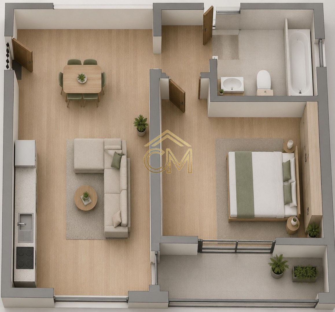 Aparatment 2 Camere-50MP-Etaj 1-Balcon-Selimbar
