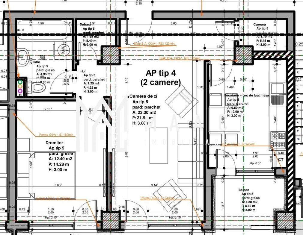 Apartament | 2 camere | 66,45 MPU  | 2 Balcoane | Veterani