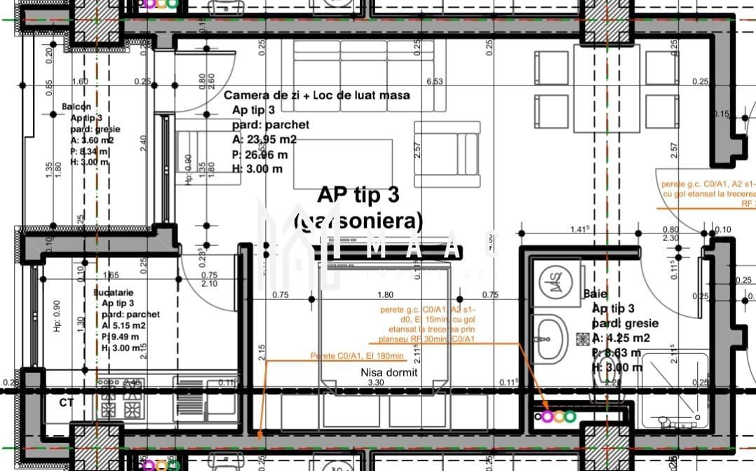 Apartament | 1 cameră |  50,95 MPU  | Balcon |  Veterani