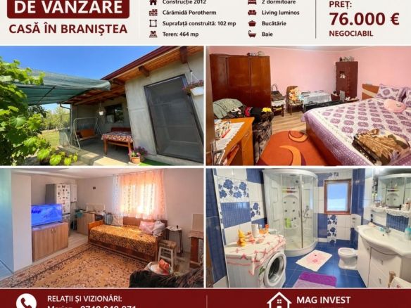Casă individuală de vânzare în Braniștea – Teren 464 mp -76000 euro