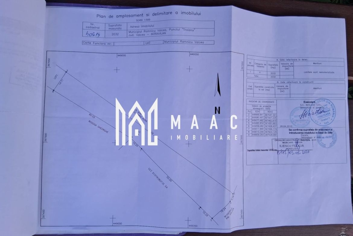 Teren intravilan 2032 mp | Troianu, Râmnicu Vâlcea | 14,71 ml