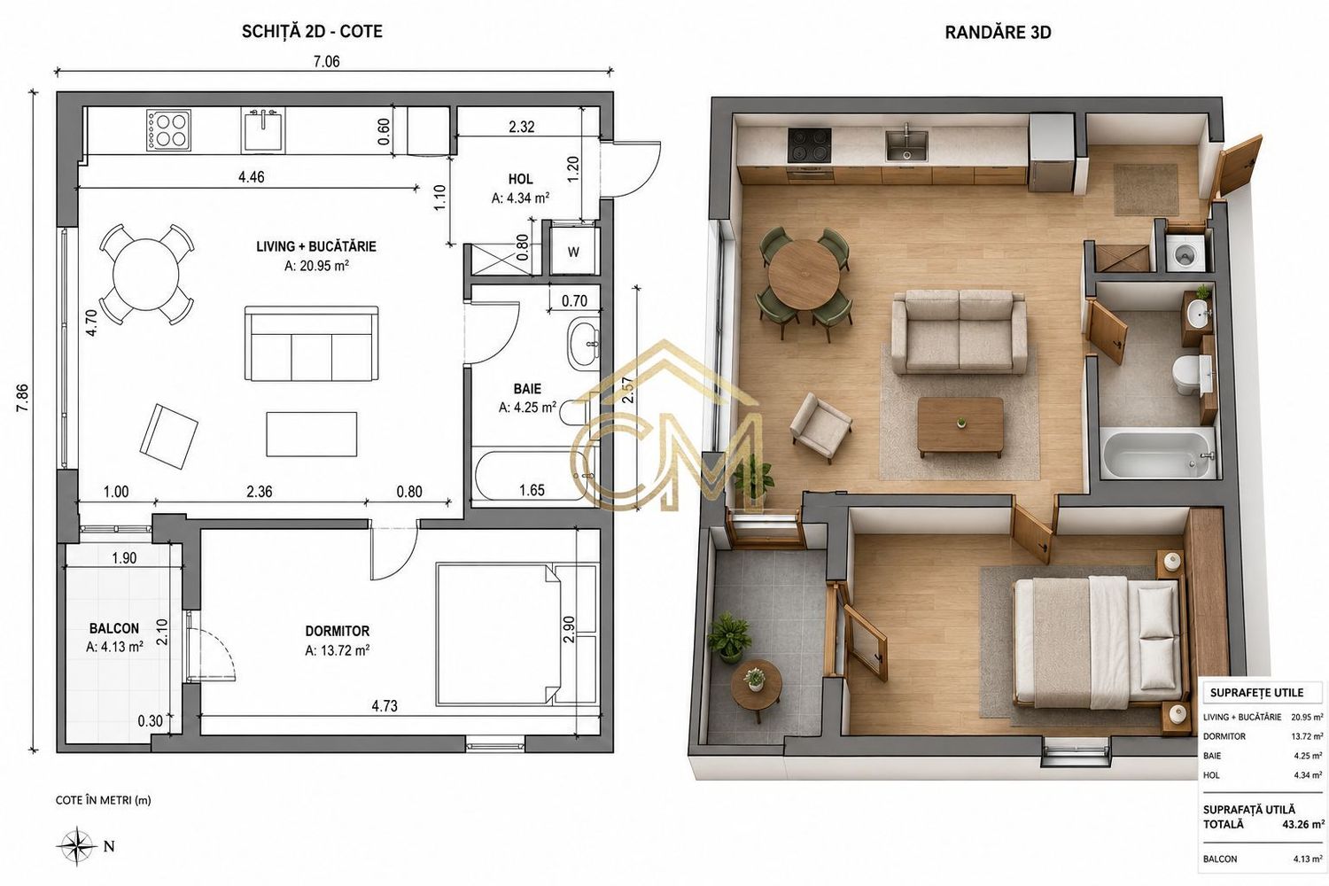 Apartament 2 Camere-43,30MPU-Parter-Terasa-Parcare Apartament 2 Camere-43,30MPU-Parter-Terasa-Parcare