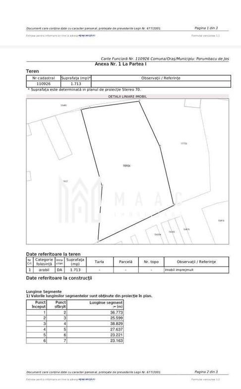 Teren intravilan 1713 mp | Colun | 27 m deschidere, utilități