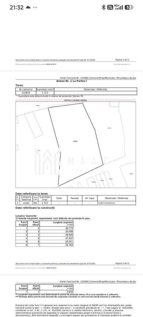 Teren intravilan 1713 mp | Colun | 27 m deschidere, utilități Teren intravilan 1713 mp | Colun | 27 m deschidere, utilități