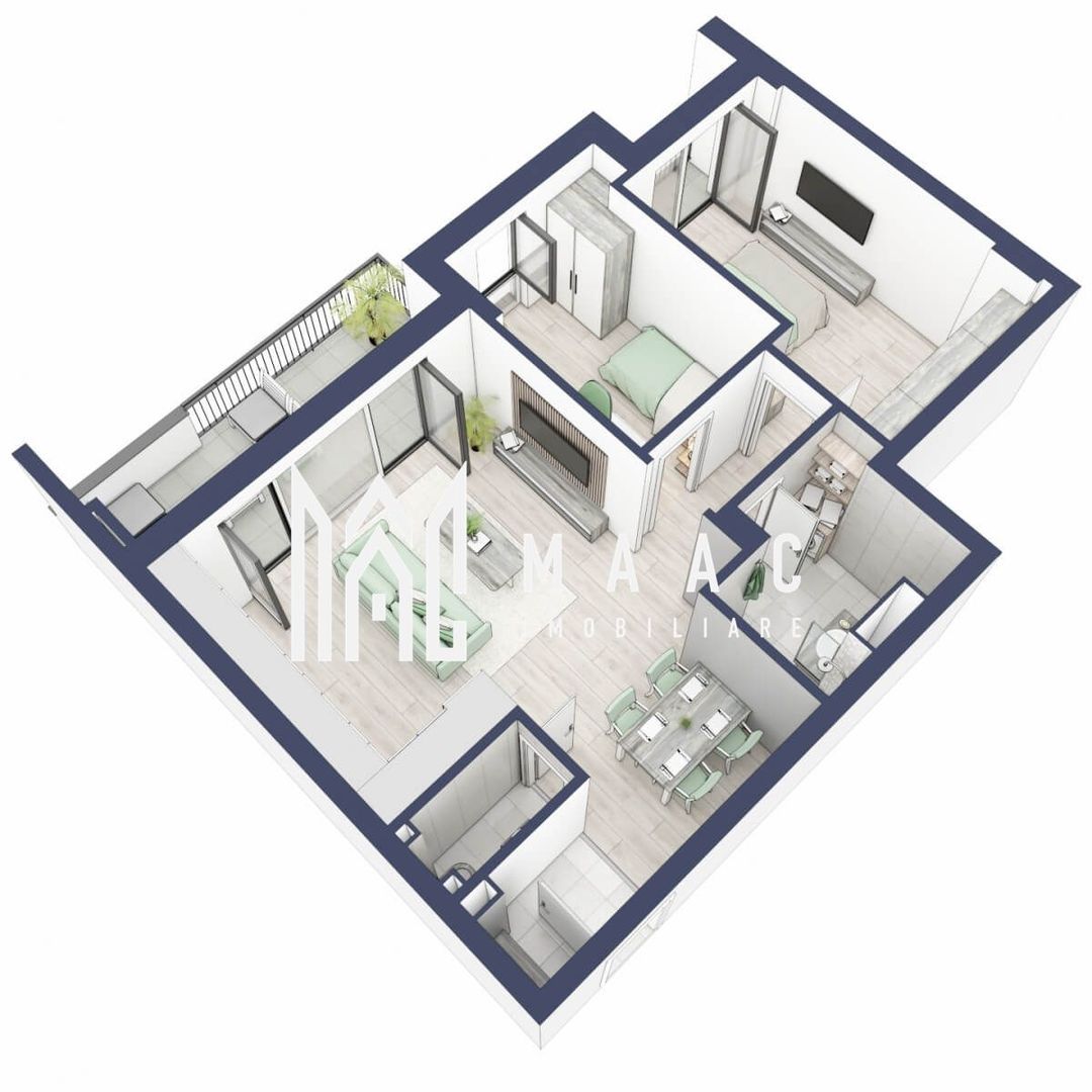 Apartament 3 camere | Balcoane 16.2 mp| Gradina ca. 63mp | Turnisor