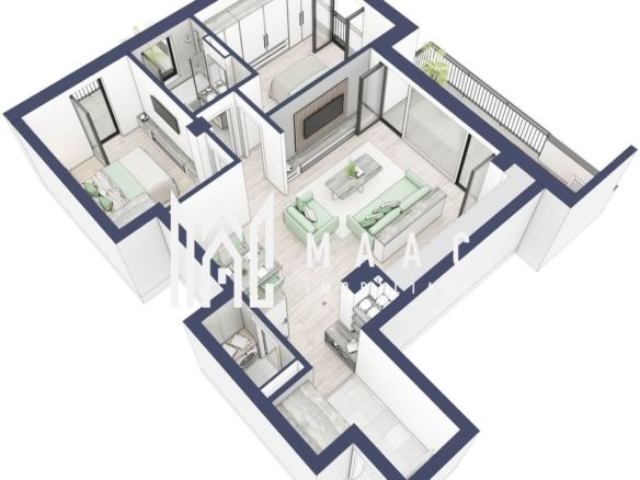 Apartament 3 camere | Balcoane 16.2 mp | Etaj 1 | Turnisor