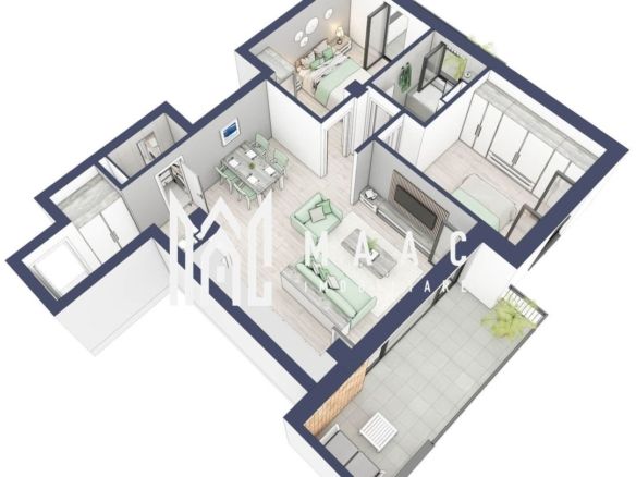 Apartament 3 camere | Balcoane 16.2 mp | Etaj 1 | Turnisor