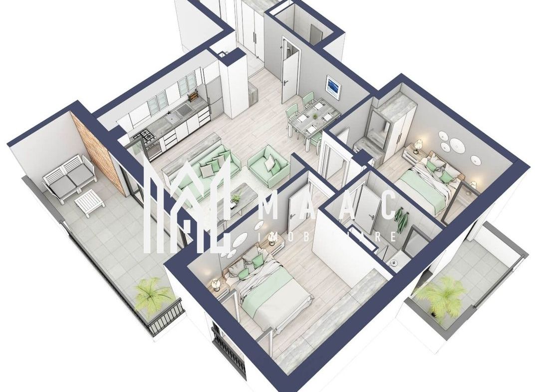 Apartament 3 camere | Balcoane 16.2 mp | Etaj 1 | Turnisor