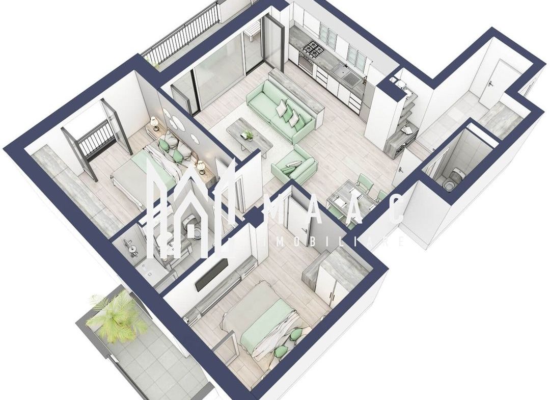 Apartament 3 camere | Balcoane 16.2 mp | Etaj 1 | Turnisor